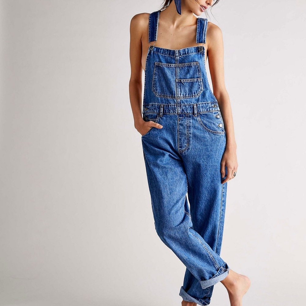We The Free Blue Denim Overalls